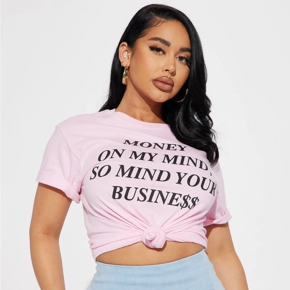 Money On My Mind So Mind Your Business $$ Pink T Shirt Top - Picture 1 of 3